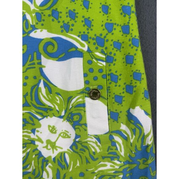 Lilly Pulitzer Dress Small Charlene Shift Limeade Lion Print Green Knit Cotton - Picture 2 of 9